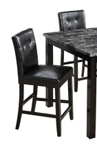 Beautiful Modern Style 5pc Counter Height Dining Room Set Gray Finish Square Table Faux Leather Upholstery Fabric Chairs Wooden Furniture