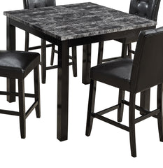 Beautiful Modern Style 5pc Counter Height Dining Room Set Gray Finish Square Table Faux Leather Upholstery Fabric Chairs Wooden Furniture