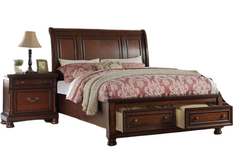Traditional Style 1pc California King Size Bed Panel Headboard Footboard Drawers Cherry Finish Bedroom Furniture