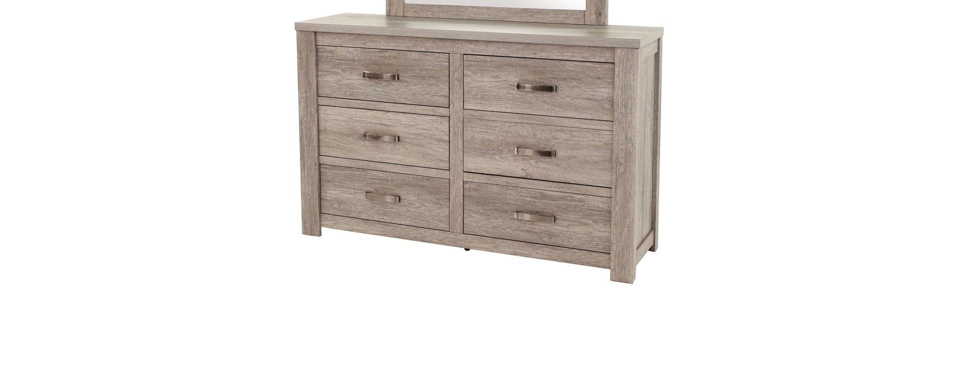 Rustic Style 1pc Dresser Metal Handles Six Drawers Light Gray Finish Bedroom Furniture