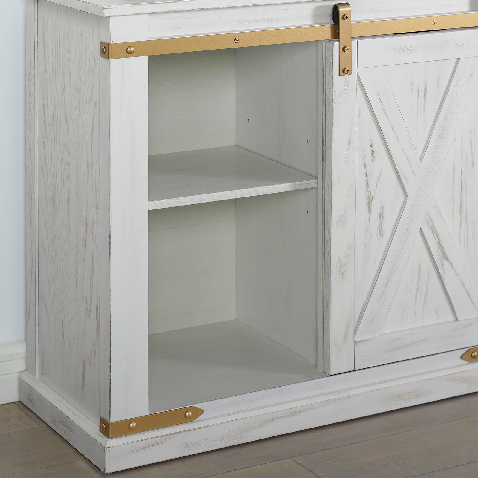 Antique White Gold Accents Rustic Style 1pc Console Table / Sofa Table Storage Drawer Shelve Living Room Tables