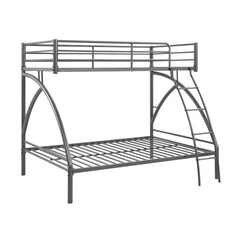 Gray Metal Frame Twin/Full Bunk Bed, Youth Bed, Youth Bedroom Furniture, Easy Assembly