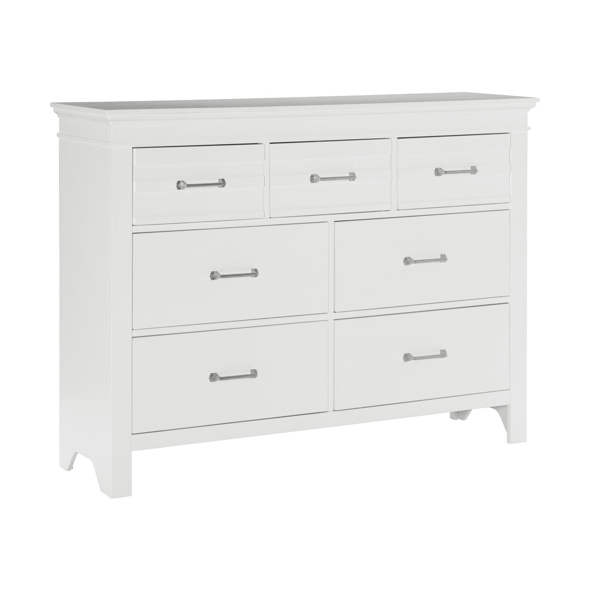 7 Drawers White Finish Dresser Transitional Style Wooden Bedroom Furniture 1pc