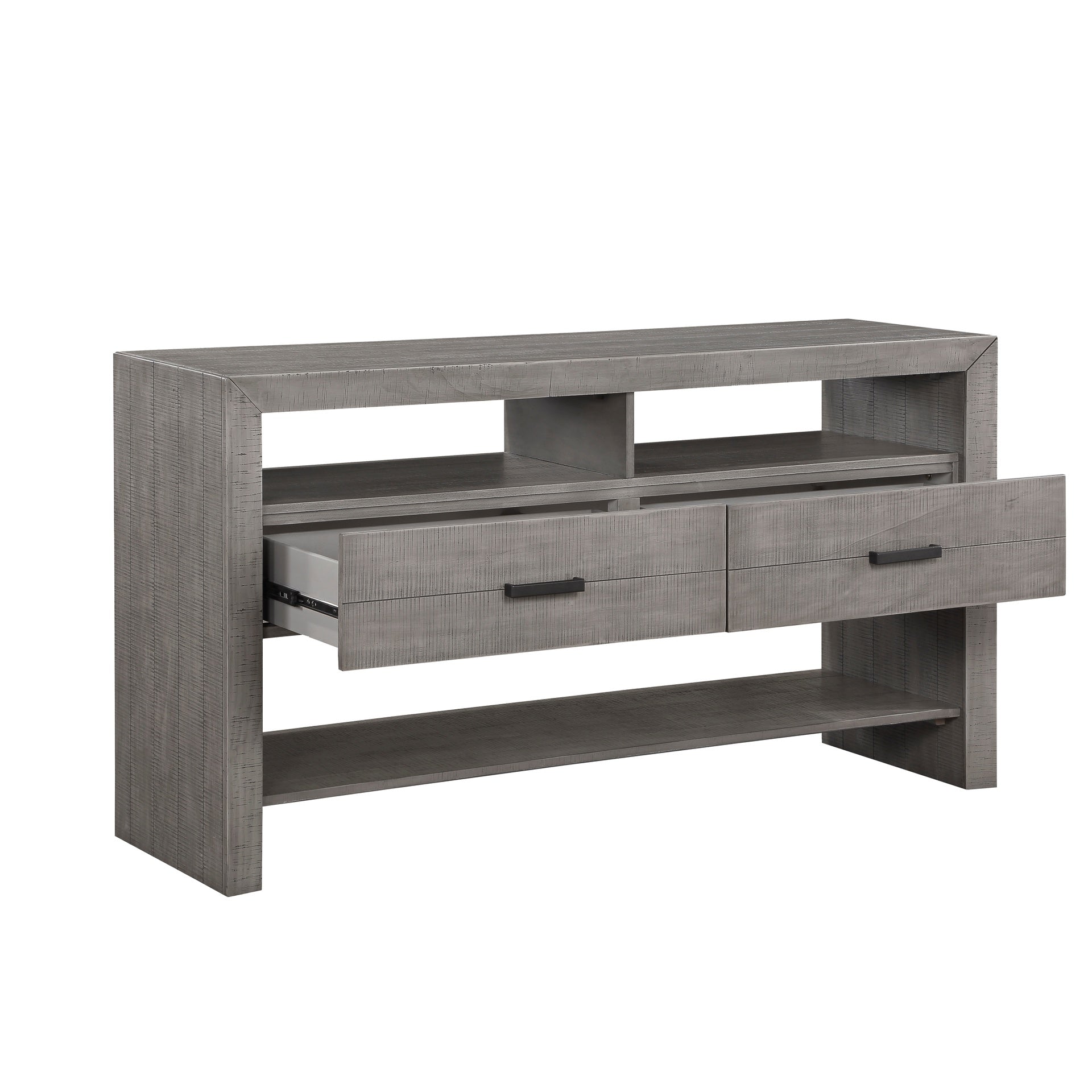 Modern Rustic Design 1pc Server of 2x Drawers 3x Shelves Gray Finish Wooden Dining Room Furniture