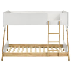 Fjord White and Natural Wood Twin Over Twin Bunk Bed