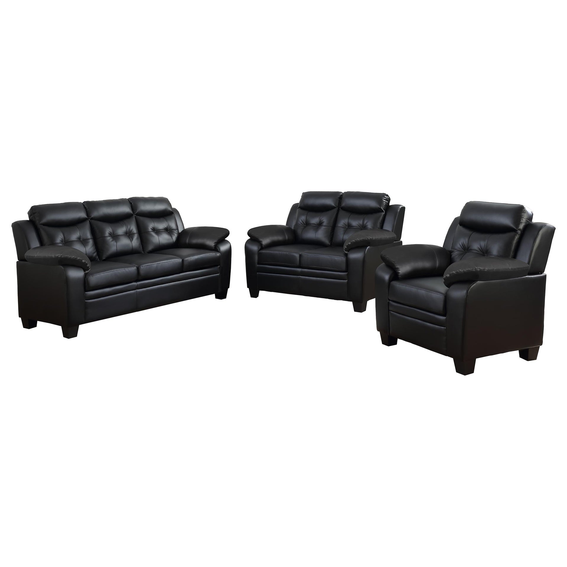 Castro Black 3-piece Faux Leather Living Room Set