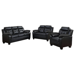 Castro Black 3-piece Faux Leather Living Room Set