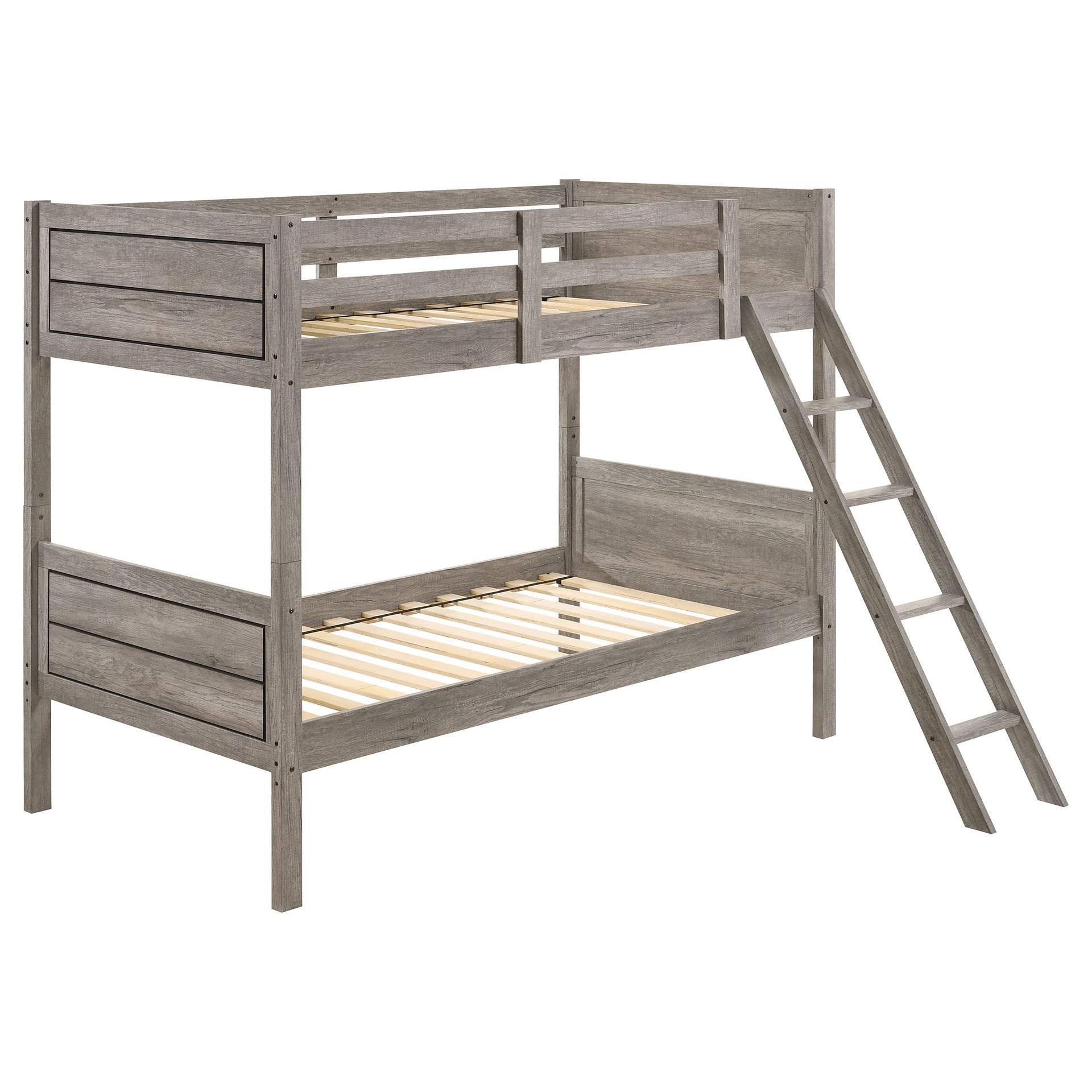 Brenton Weathered Taupe Bunk Bed with Ladder