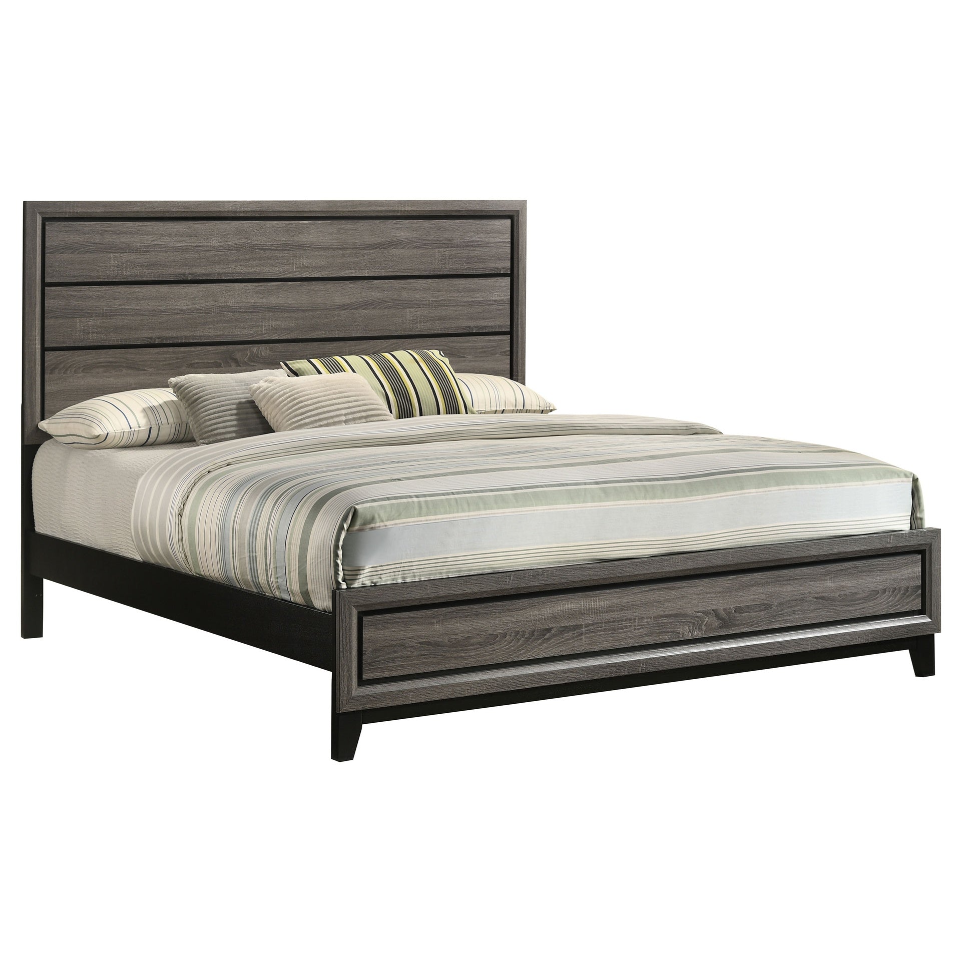 Carina Rustic Grey Oak Eastern King Panel Bed