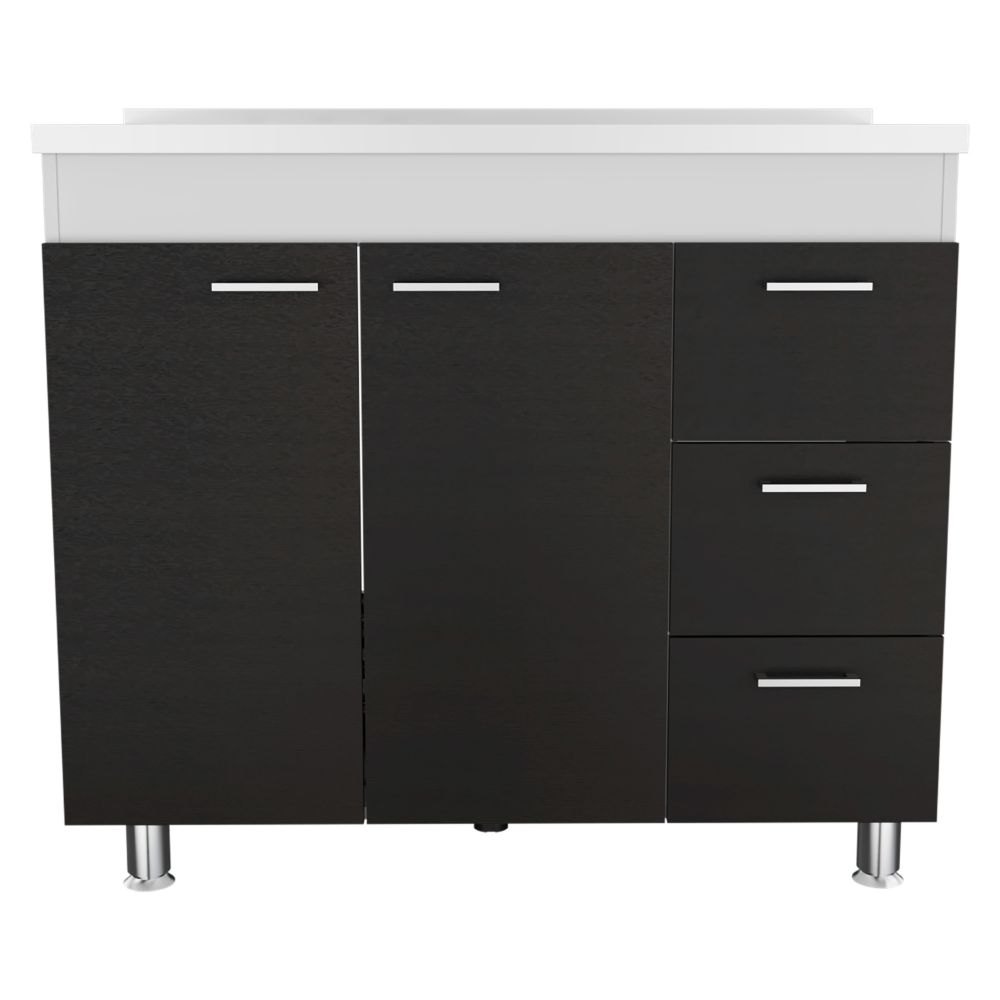 3-Drawer Base Cabinet White and Wenge