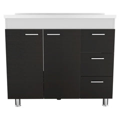 3-Drawer Base Cabinet White and Wenge
