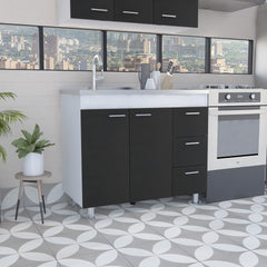 3-Drawer Base Cabinet White and Wenge