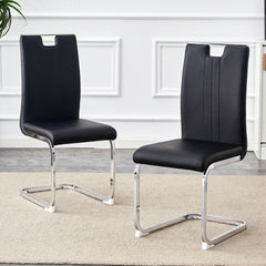 Set of 2 black PU material bow-shaped chairs - Perfectly integrated into industrial and modern home design