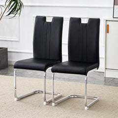 Set of 2 black PU material bow-shaped chairs - Perfectly integrated into industrial and modern home design