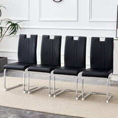 Set of 2 black PU material bow-shaped chairs - Perfectly integrated into industrial and modern home design