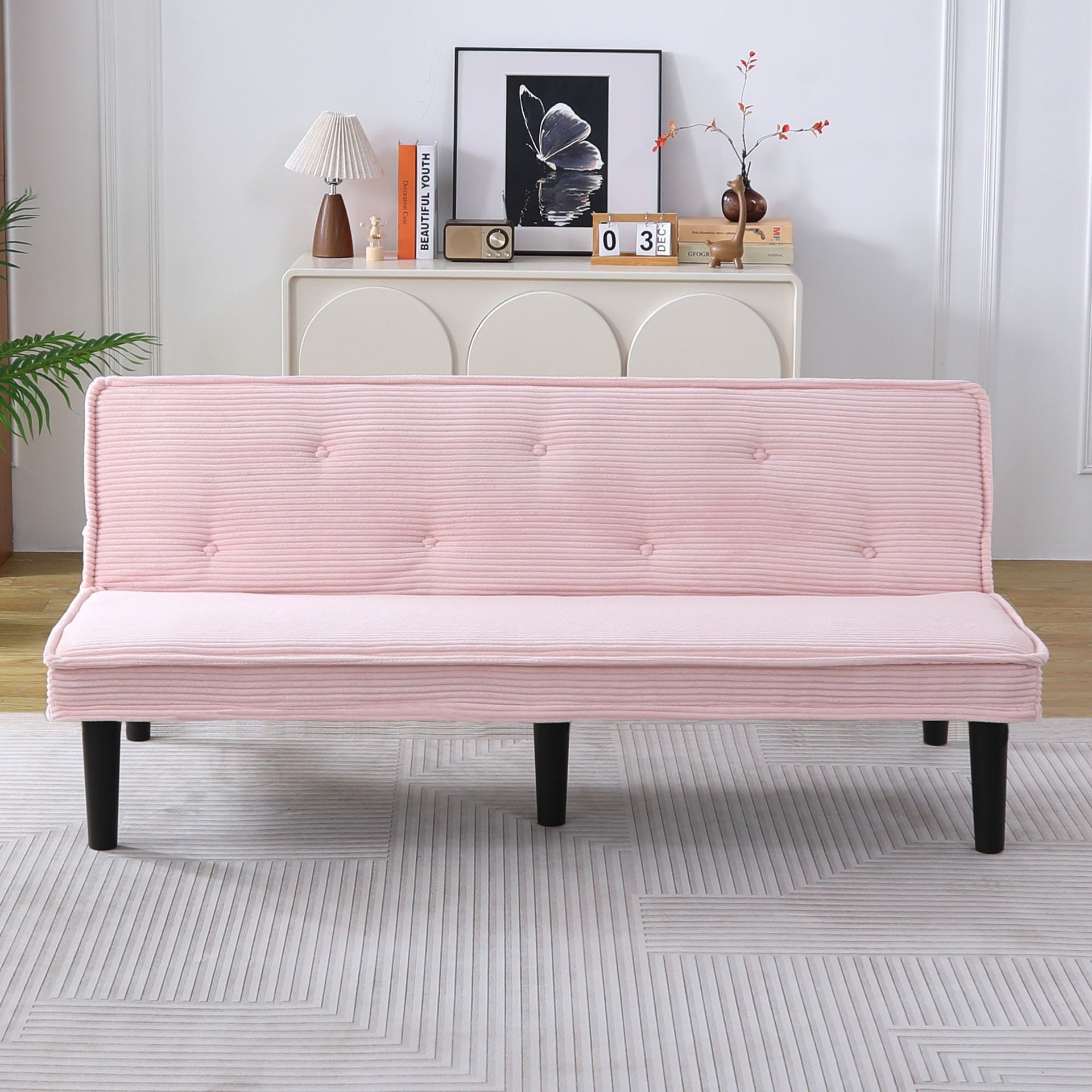 This 66-inch corduroy sofa bed can flexibly adapt to the living room, apartment and bedroom, and it can switch between the two comfortable forms.