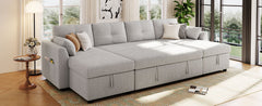 Modern Sectional Sofa U-shaped Sleeper Sofa 107" Sofa Bed with Ample Storage Space and USB ports for Living Room, Grey