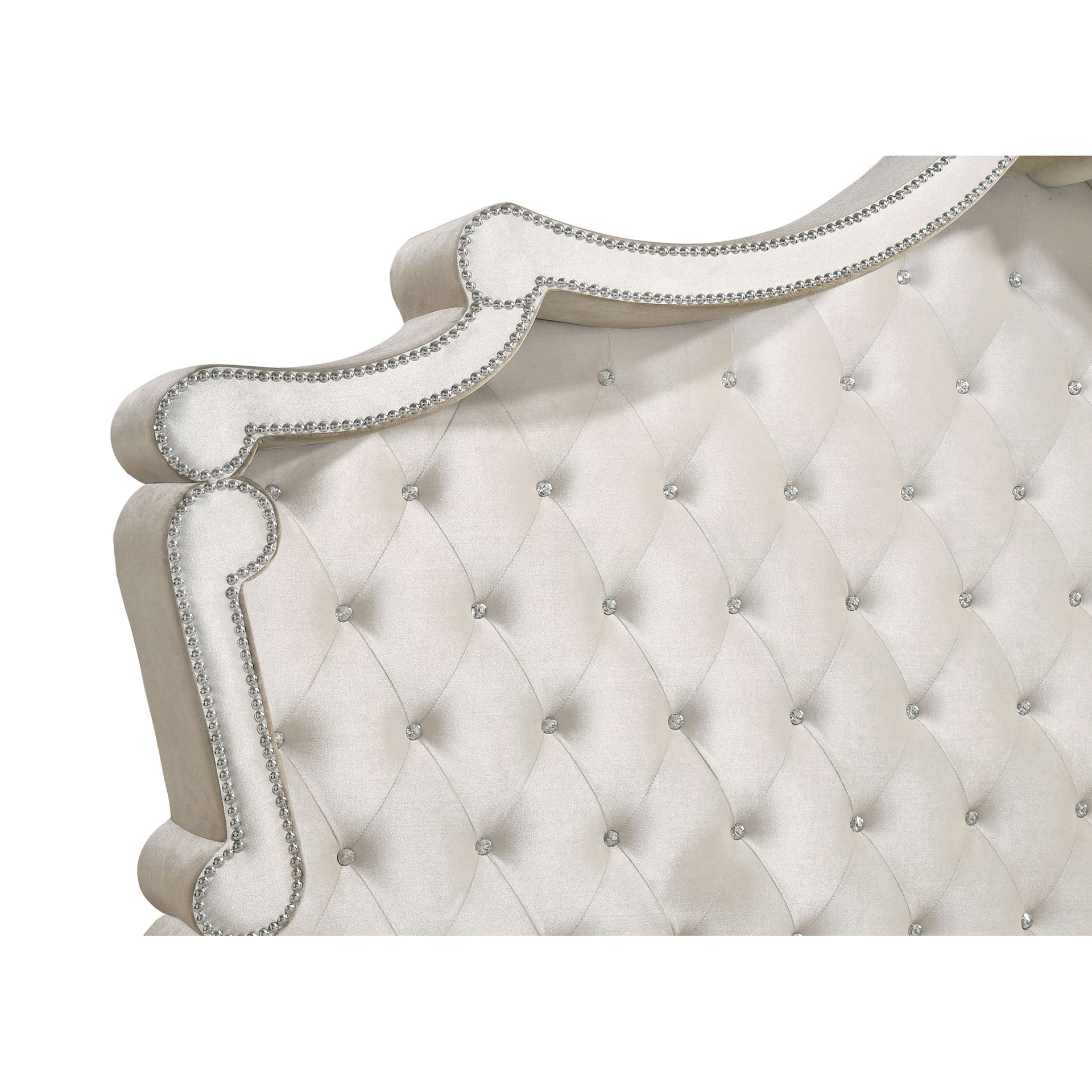 Justine Ivory and Camel Upholstered Tufted Eastern King Panel Bed