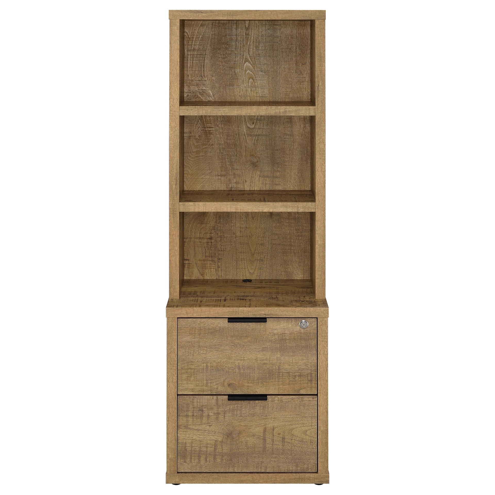 Geary Mango 3-shelf Bookcase USB and Lockable Drawer