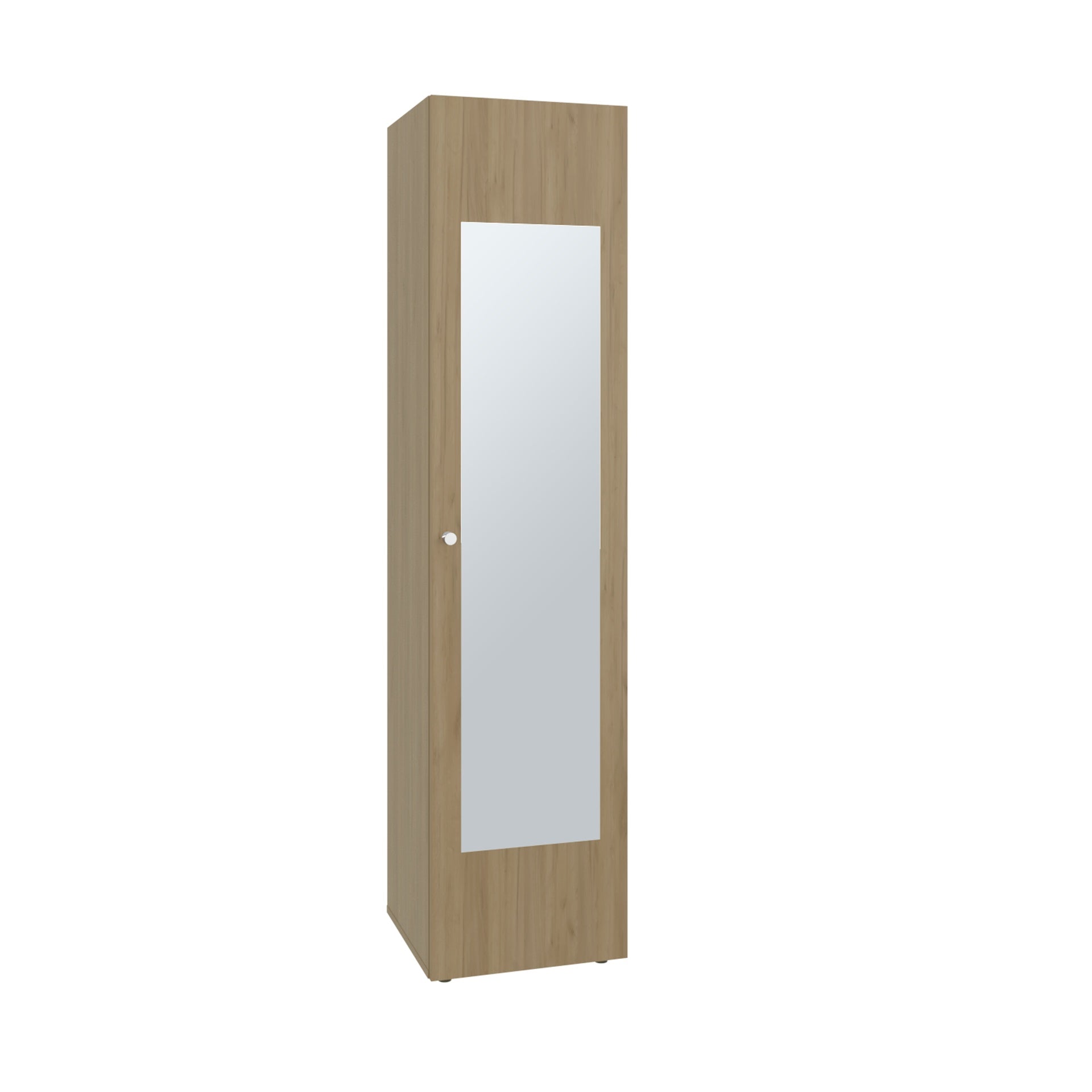 Home Linen Freestanding Tall Cabinet with Single Door, One Mirror and 4 Horizontal Storage Shelves, Cabinet for Bathroom, Bedroom or Laundry Room