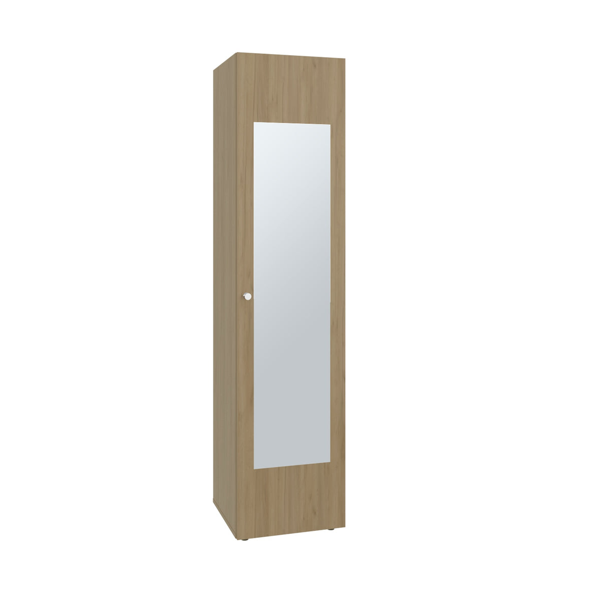 Home Linen Freestanding Tall Cabinet with Single Door, One Mirror and 4 Horizontal Storage Shelves, Cabinet for Bathroom, Bedroom or Laundry Room