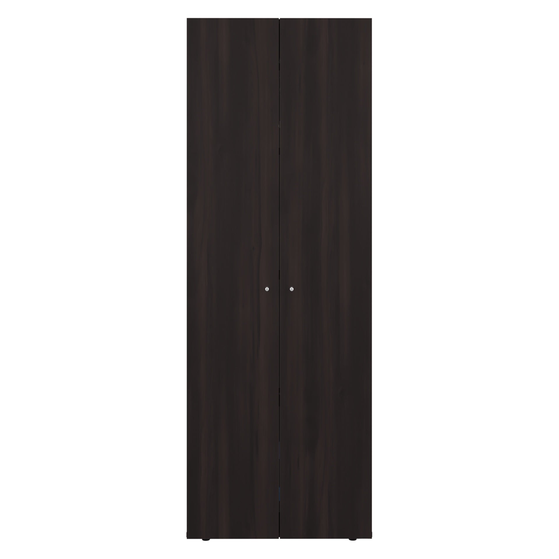 Home 2 Door Closet System, Four Fixed Shelves, Compact Wardrobe for Bedroom Organization, Laundry Room Organization, Utility Room Organization, Freestanding Storage Furniture, Stained Walnut