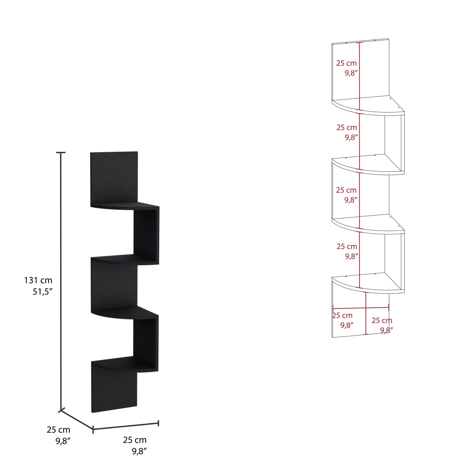 Rosset Corner Shelf, Modern Full-Wall Design with Multiple Shelving