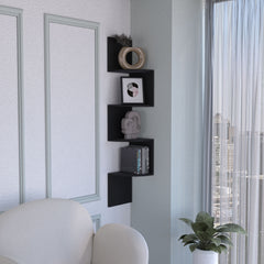 Rosset Corner Shelf, Modern Full-Wall Design with Multiple Shelving