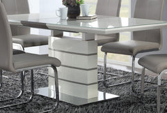 Modern Sleek Design 5pc Dining Set Table with Self-Storing Leaf and 4x Side Chairs Metal Frame Contemporary Dining Room Furniture