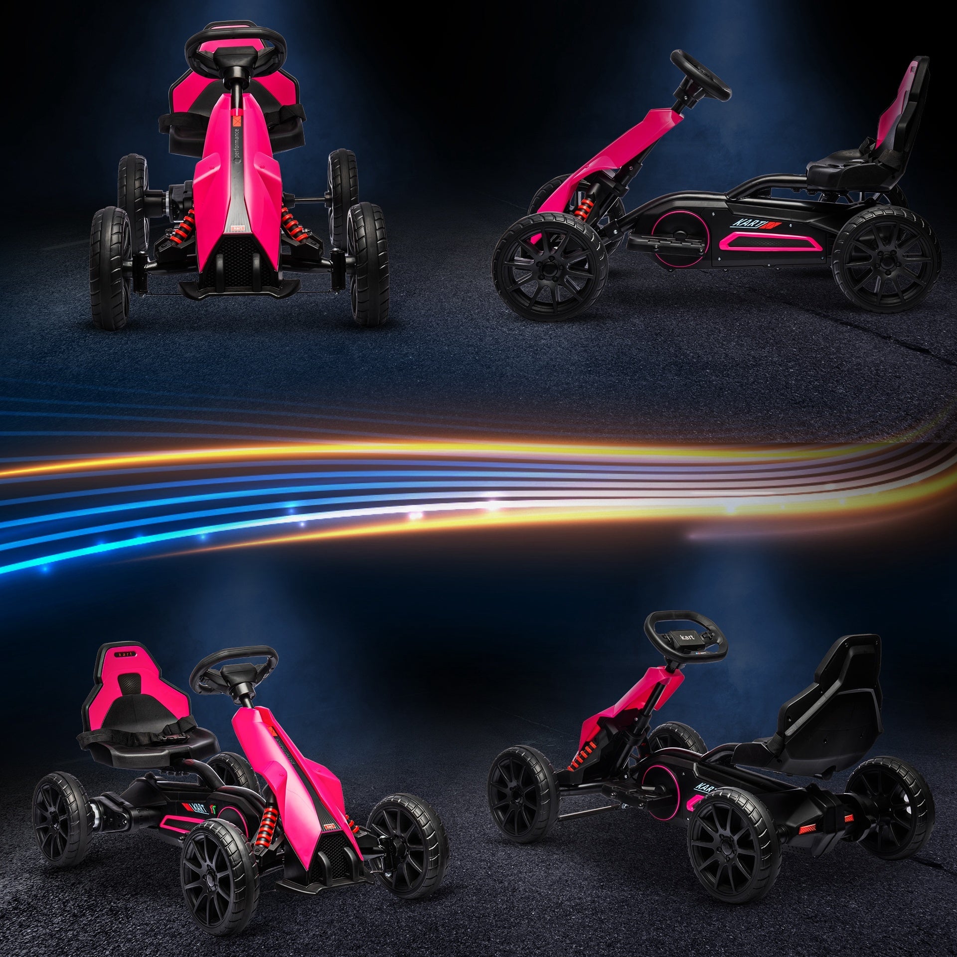 Aosom 12V Electric Go Kart for Kids, Outdoor Ride-On Toy with Forward Backward Drive & Adjustable Speed, Gift for Child 3-8 Years Old, Pink