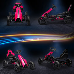 Aosom 12V Electric Go Kart for Kids, Outdoor Ride-On Toy with Forward Backward Drive & Adjustable Speed, Gift for Child 3-8 Years Old, Pink