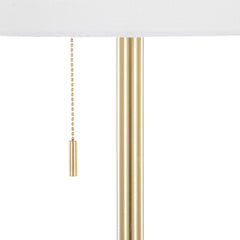 Tier 64" Contemporary Metal Floor Lamp in Gold Metal with Off-White Linen Shade