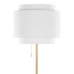 Tier 64" Contemporary Metal Floor Lamp in Gold Metal with Off-White Linen Shade