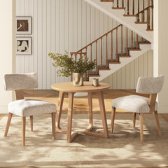 Louise Split Back Upholstered Dining Side Chair, Set of 2, Travertine Beige Chenille