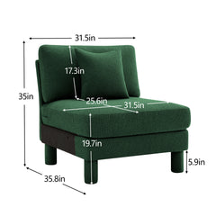 Lucas Armless sofa W/Pillow Polyester -Green