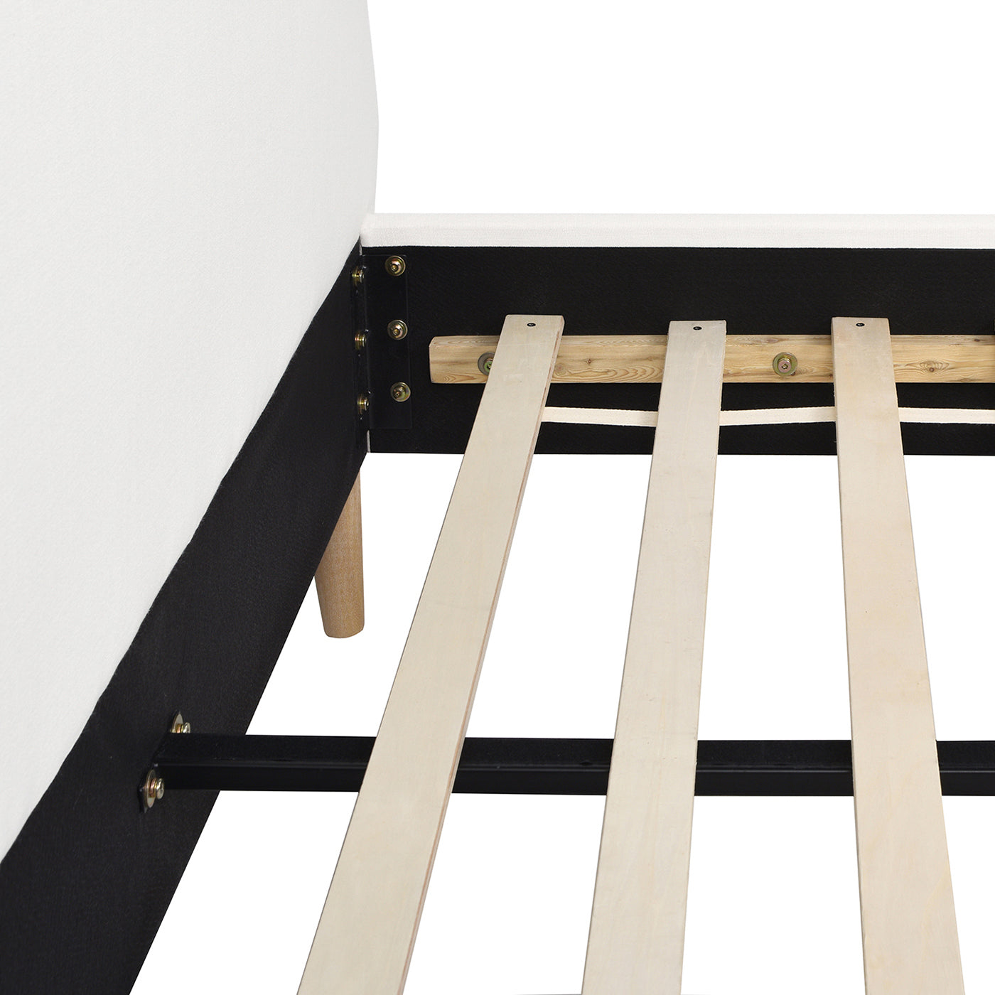 Stockholm Modern Wavy Headboard Platform Bed, Queen, Antique White Polyester