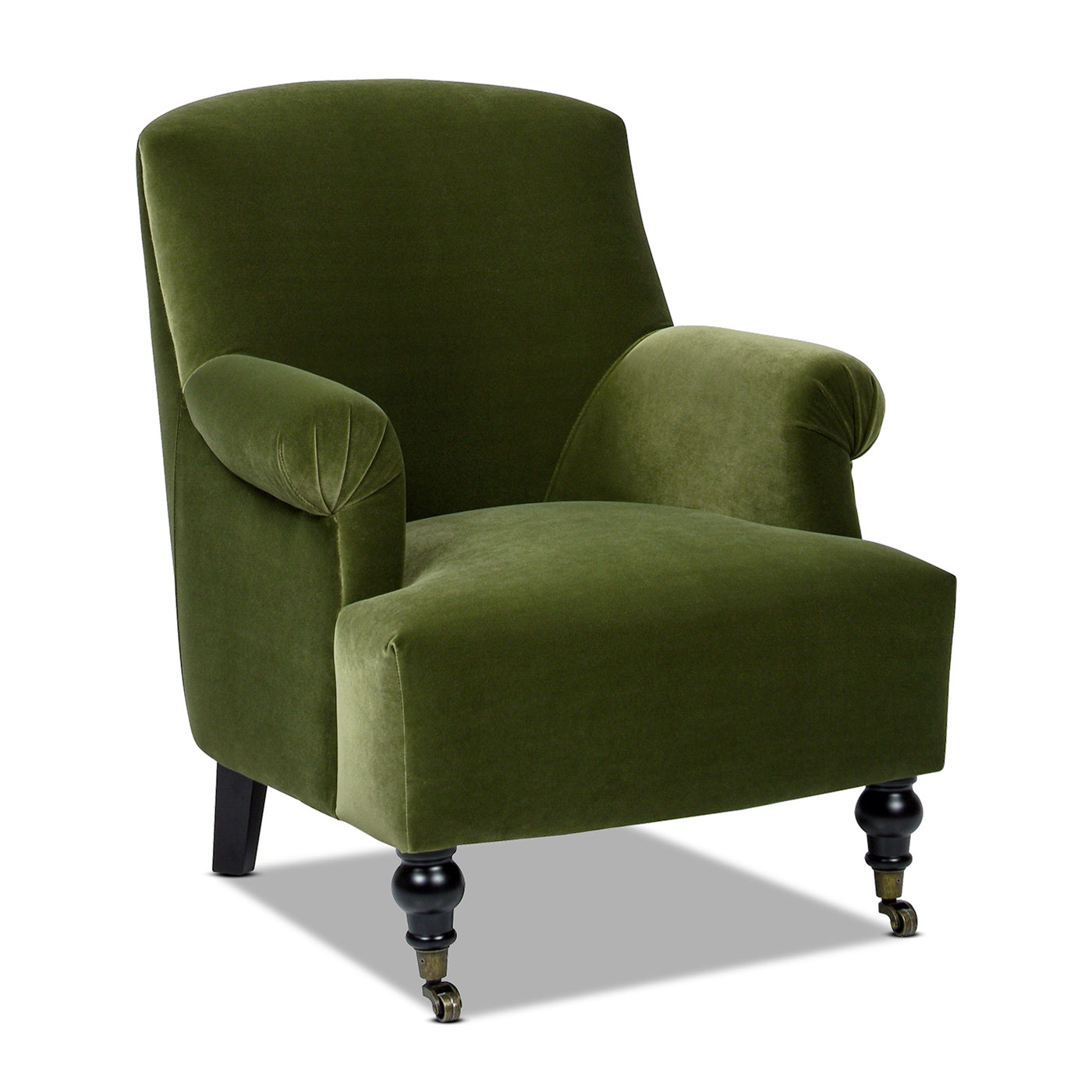 Eloise 30" Pleated Sock Arm Accent Armchair, Olive Green Performance Velvet