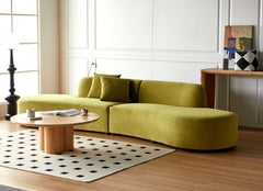 132" Curved Sofa with Throw Pillows, 6 Seater Luxury Velvet Couch with Half Moon Design and High-Density Foam, Ideal for Modern Living Room, Office & Apartment, Olive Green