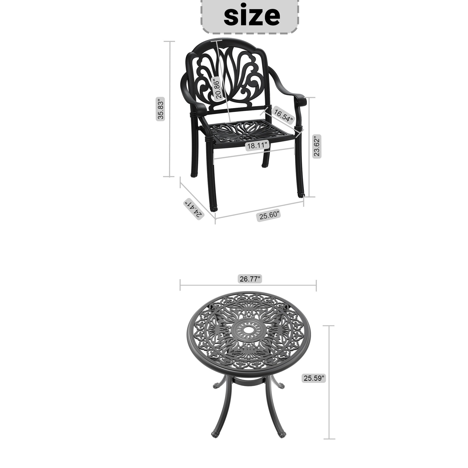 5-Piece Set Of Cast Aluminum Patio Furniture With Black Frame and Brown Seat Cushions(same sku: W1710S00416 )