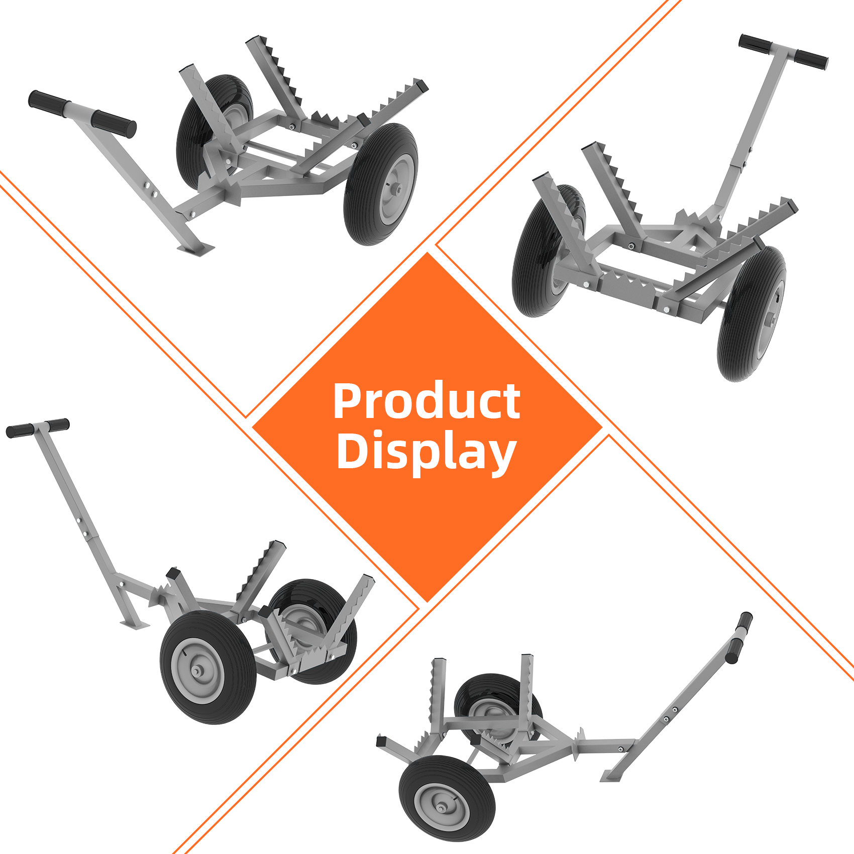 Heavy Duty Log Dolly with 16" Pneumatic Tires, 460 lbs Capacity, Fits Logs up to 20" Diameter, Steel Frame Log Hauler with 7 ft Chain & Strap for Firewood & Forestry Transport