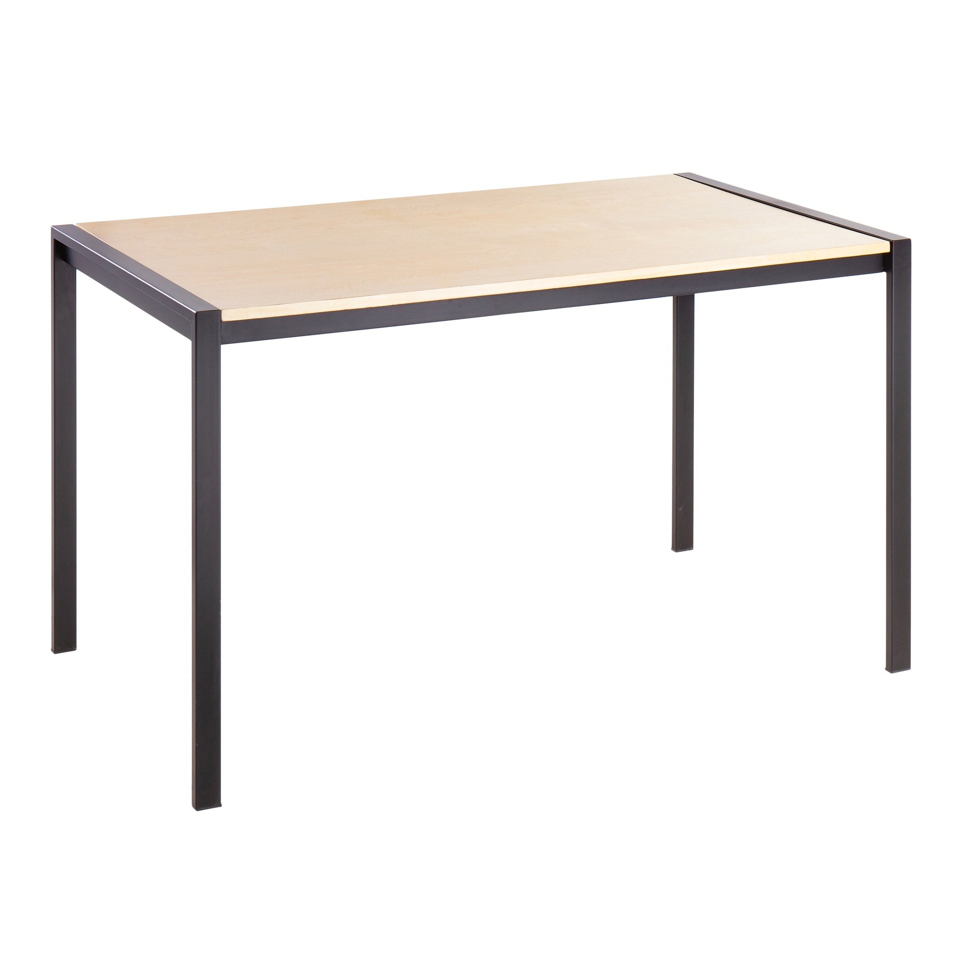 Fuji Contemporary Dining Table in Black Metal with Natural Wood Top by LumiSource