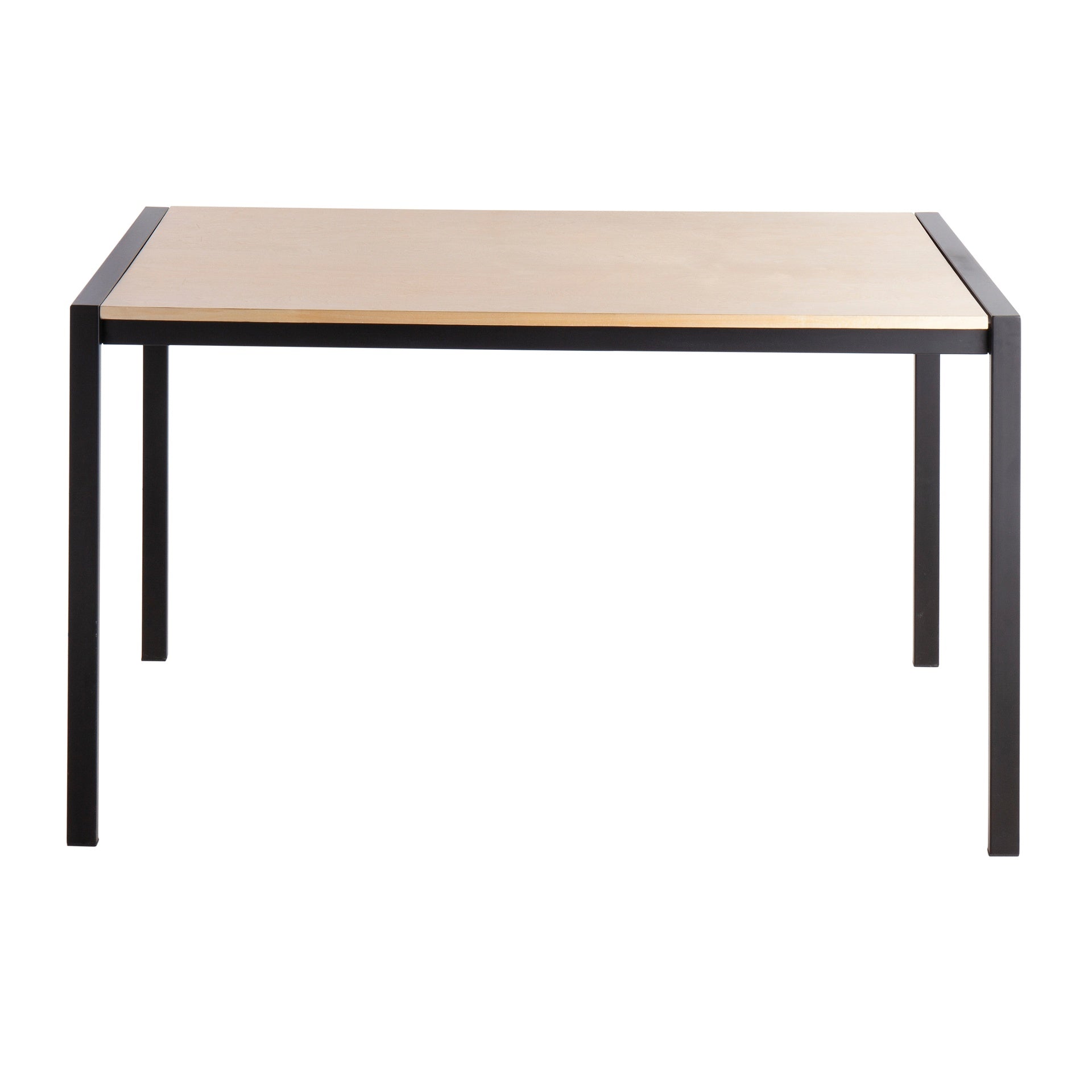 Fuji Contemporary Dining Table in Black Metal with Natural Wood Top by LumiSource