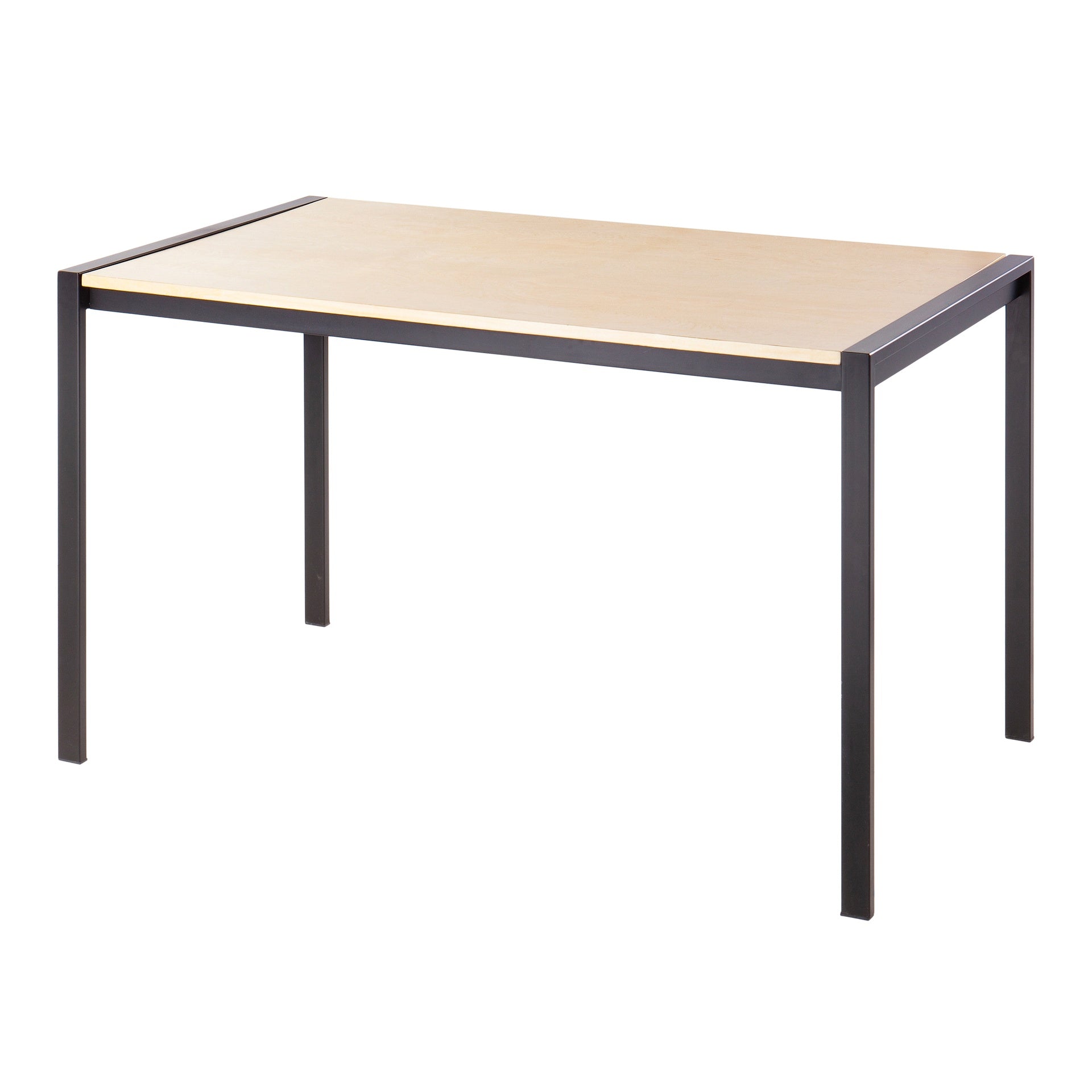 Fuji Contemporary Dining Table in Black Metal with Natural Wood Top by LumiSource