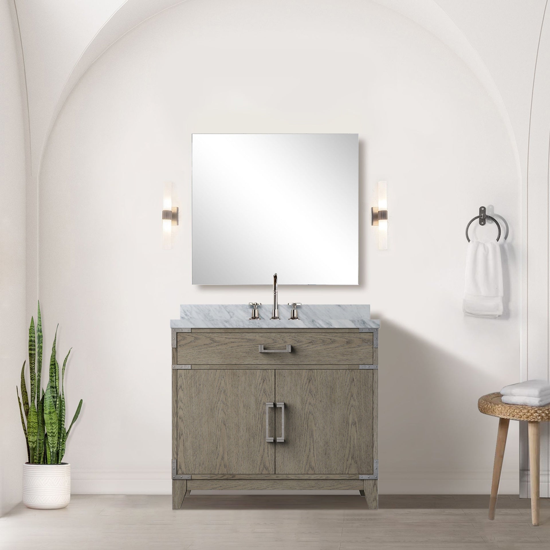 Grey Oak Single Bath Vanity 36 in. W x 22 in. D