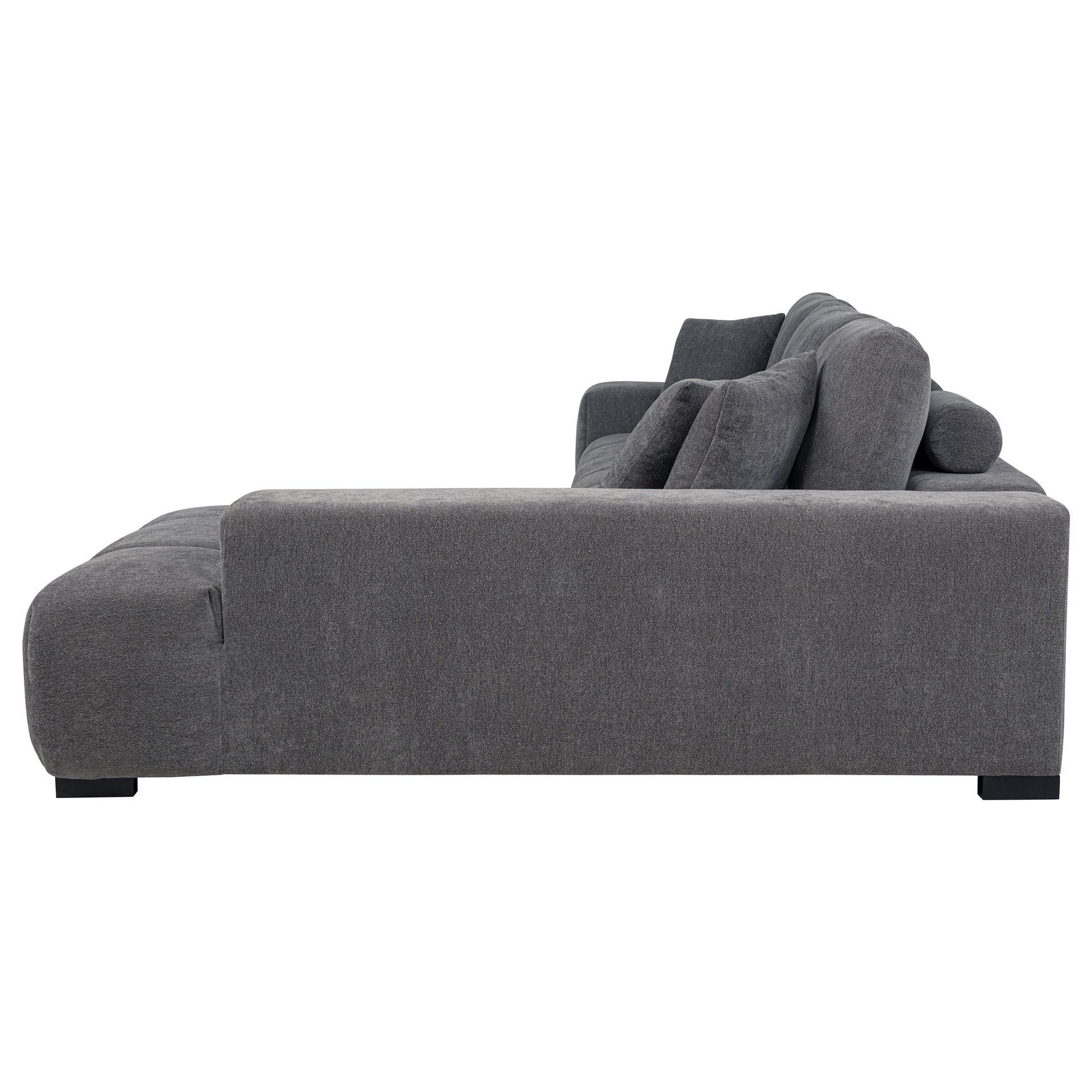 Plather Charcoal Grey Upholstered Sectional Chaise Sofa