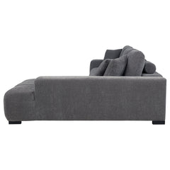 Plather Charcoal Grey Upholstered Sectional Chaise Sofa