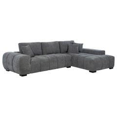 Plather Charcoal Grey Upholstered Sectional Chaise Sofa