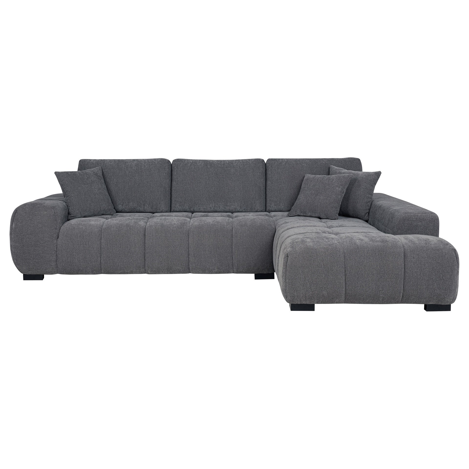Plather Charcoal Grey Upholstered Sectional Chaise Sofa