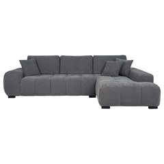 Plather Charcoal Grey Upholstered Sectional Chaise Sofa