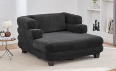 Oversized Chaise Lounge 52.4" Modern Comfy Lounger Chenille Upholstered Sofa Bed with Deep Seat and Layered Armrests for Living Room or Bedroom, Black